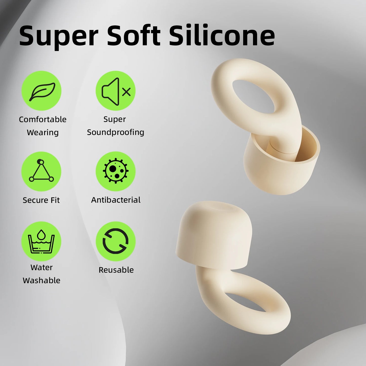 Silicone Earplugs for Swimming Sleep Cancel Noise Slow Rebound Reduction-Soundproof Reduce Disturbances -Quality Loop Earplugs