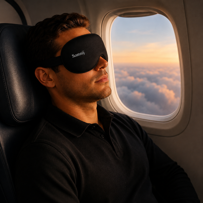SomnijMask utilisé pendant un voyage en avion